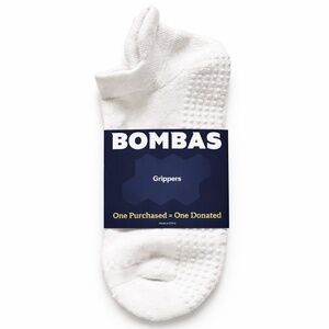 Bombas Gripper Ankle Socks Women White Non-Slip Yoga Pilates Barre Workout NEW